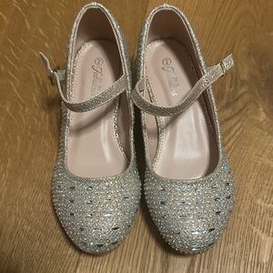 Glittery Silver Kids Dress Shoes